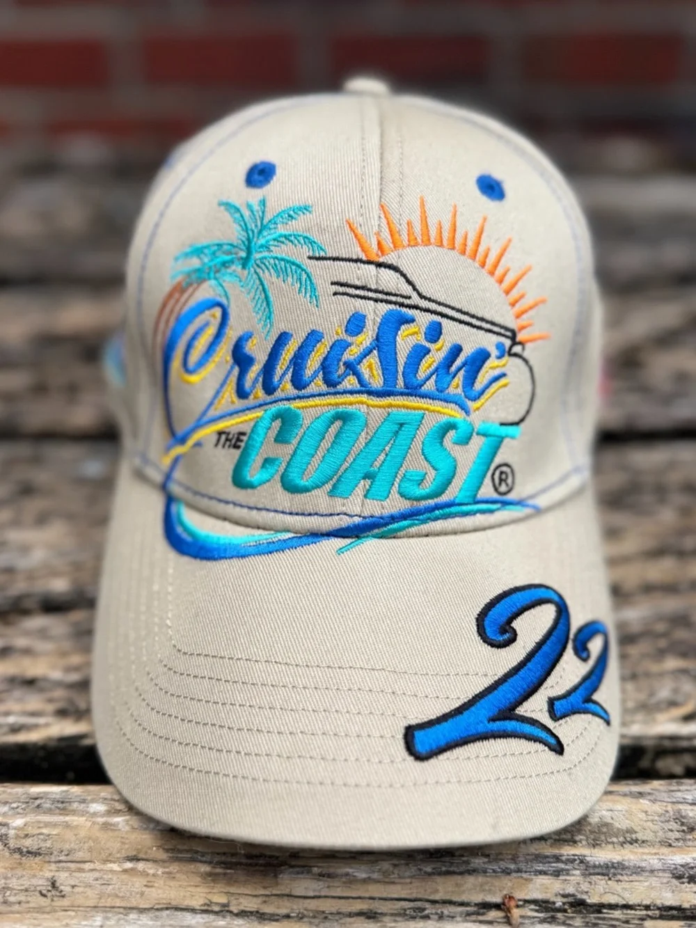 ET Motorgear 2018 Cruisin' The Coast Adjustable Embroidered Tan Baseball Cap F6